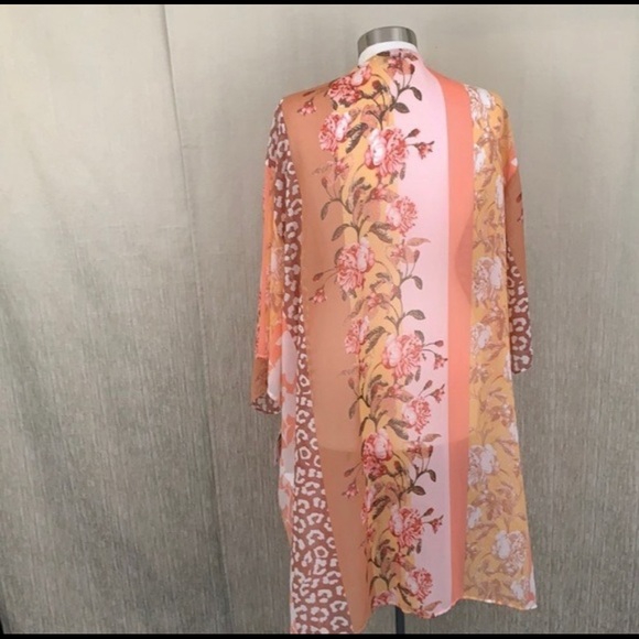 MOA MOA NWT YELLOW ORANGE FLORAL LEOPARD DUSTER 3X - Picture 4 of 9